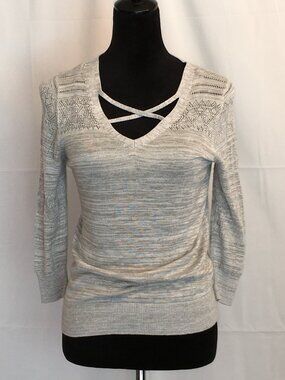 Lety & Me Crisscross Lace V-Neck Women's Sweater Size XS